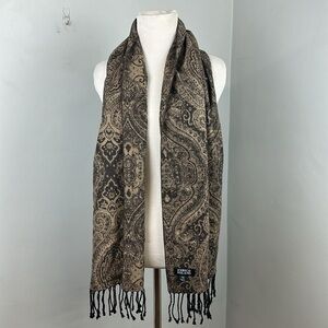 Enrico Milano NWOT 100% Silk Winter Paisley Scarf with Fringe